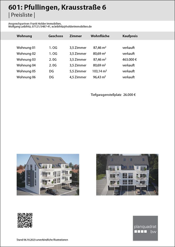 Preisliste Eigentumswohnungen in Pfullingen